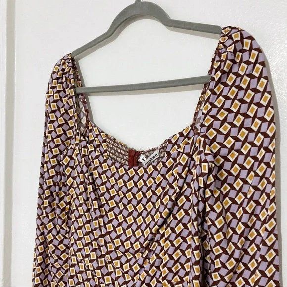 Reformation Hilda Midi Long Sleeve Dress Plaza Print Size 8 NWT - Picture 8 of 16